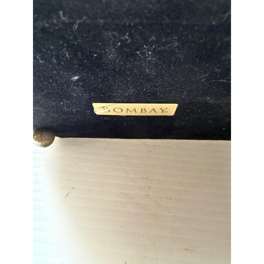 Bombay Company Octagon-Shaped Wooden Jewelry Box Black Velvet Interior No Key